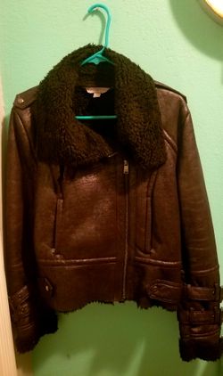 Black Bomber jacket..size Large womens...very soft and warm!..great Condition!