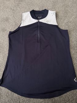 Jofit Women's Golf Tank Top L Navy/White Colorblock Mock Neck 1/4 Zip