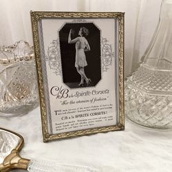 🌿 Gorgeous antique corset ad framed