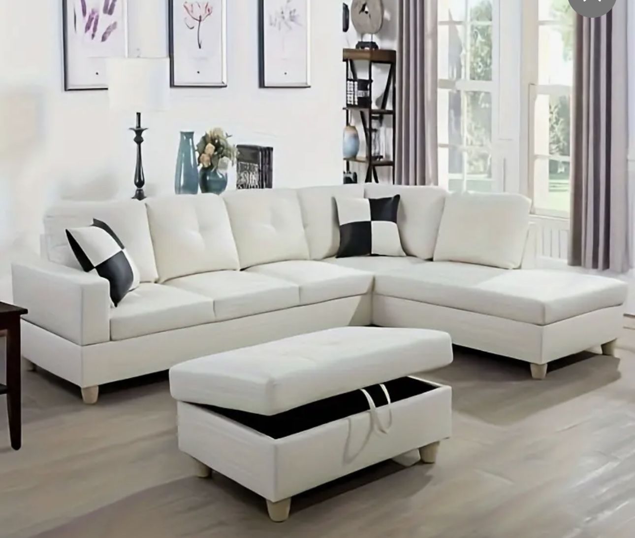 White Faux Leather 3 Piece Couches
