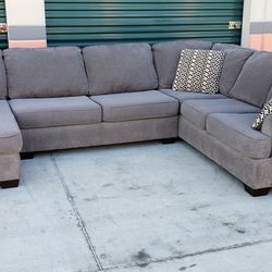 Three Piece Grey Sectional Couch Delivery Available 