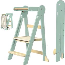 Kids Step Stool Learning Tower - Foldable, 3 Adjustable Heights