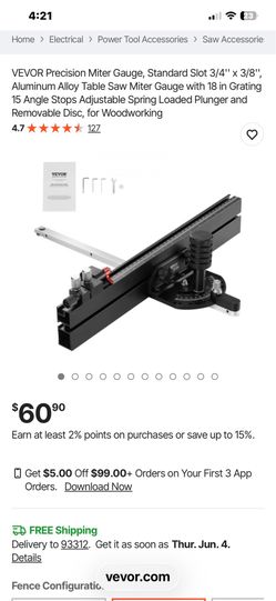Precision Miter Gauge, Standard Slot 3/4" × 3/8", Aluminum Alloy Table Saw Miter Gauge with 18 in Grating 15 Angle Stops Adjustable Spring Loaded Plun
