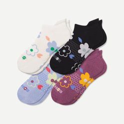 Bombas Women's Size M (size 8-10.5) Garden Party Ankle Sock 4-Pack, NEW