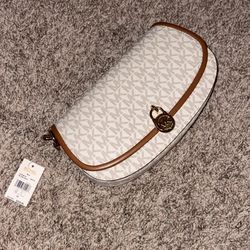 Michael Kors White and brown crossbody bag