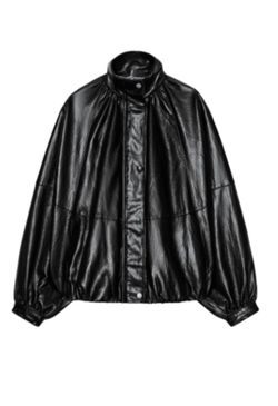 Zara Black Oversized Faux Leather Jacket