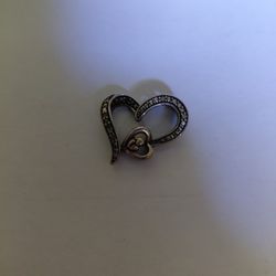 Sterling Silver Diamonds Mom And  Child Pendant 