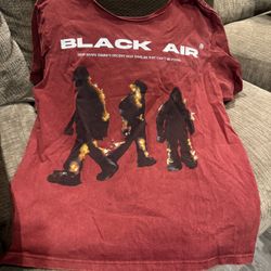  "Black Air" graphic t-on fire Red Large 