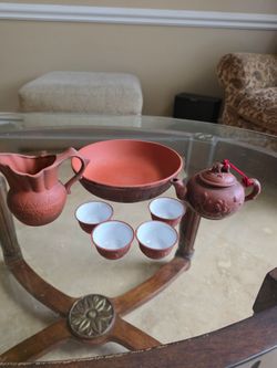 Chinese Yixing "purple clay" Zisha ware. Miniature 8 Piece Set VINTAGE
