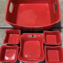 Rachel Ray Stoneware Red Set & Green 