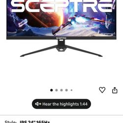 Sceptre IPS 24” Gaming Monitor 165Hz 144Hz Full HD (1920 x 1080) FreeSync Eye Care FPS RTS DisplayPort HDMI Build-in Speakers, Machine Black 2020 (E24