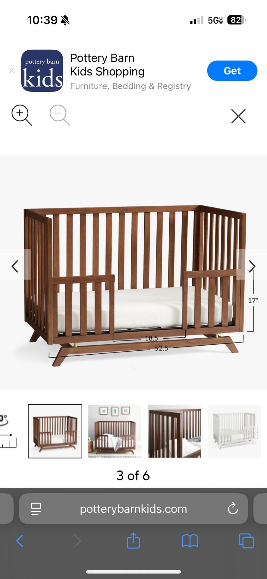 Pottery Barn Lennox Crib 2-1 Converts To Toddler Bed