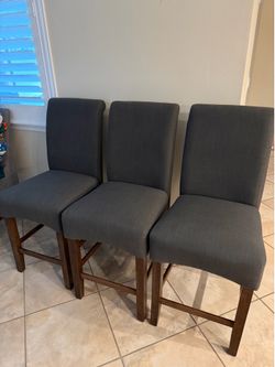 Set of Three Gray Counter Height Chairs - Excellent Condition