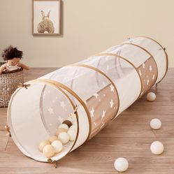Tiny Land Pop-Up Play Tunnel for Toddlers – 69” Crawl Tunnel (Khaki) 