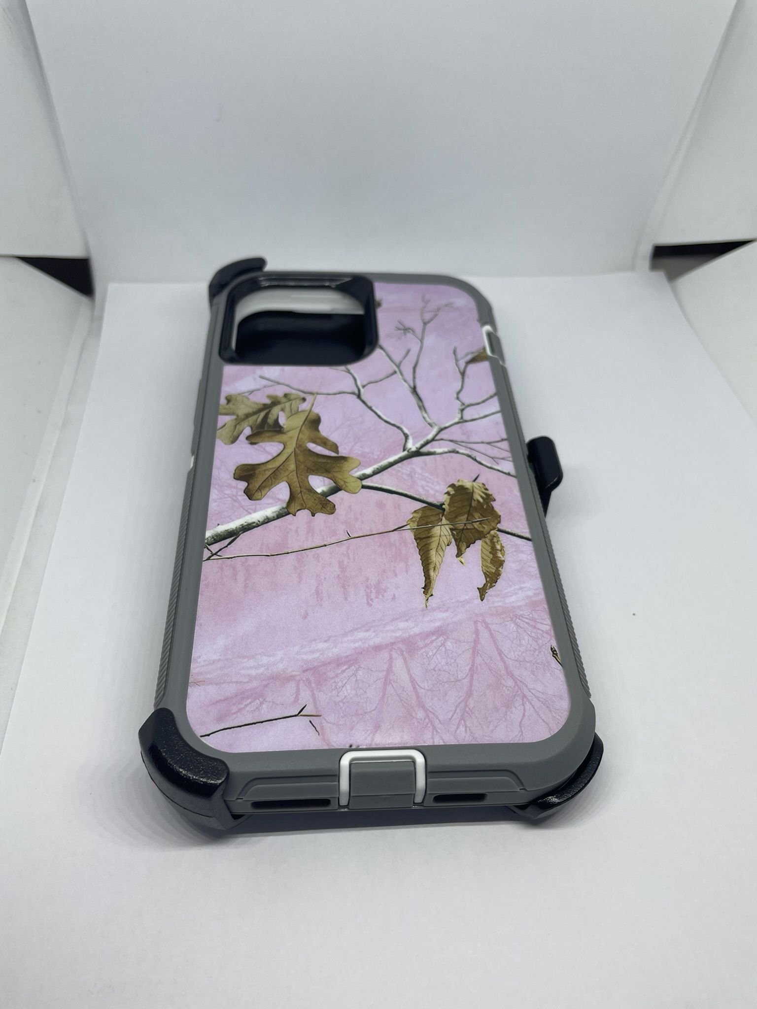 For iPhone 13 Pro Max Pink Camouflage Belt Clíp Case