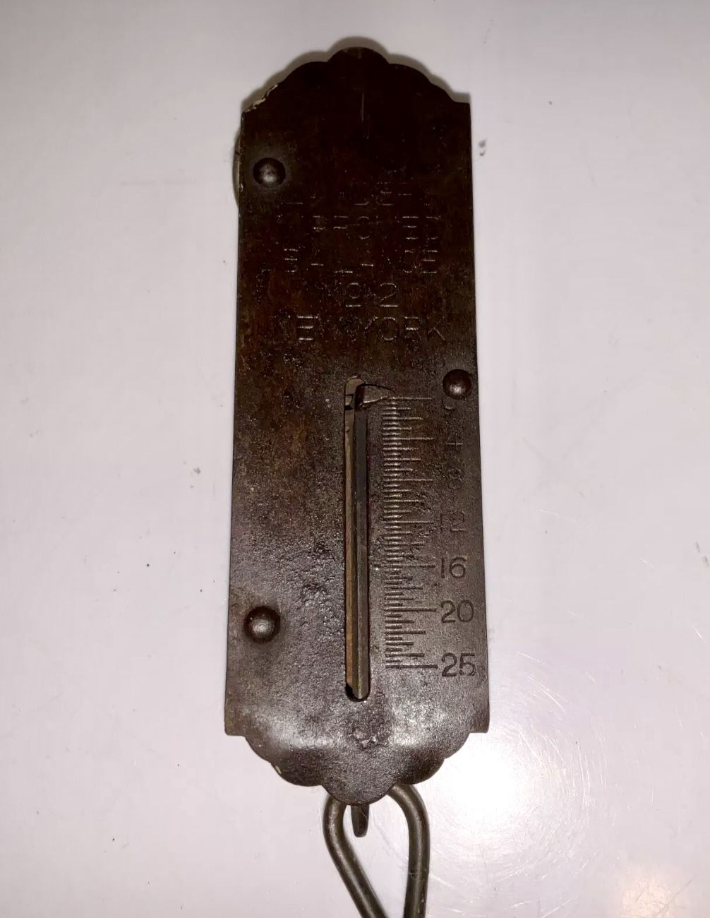 Antique Landers Improved Balance #2 New York Hanging Hook Brass Scale 25 Lb