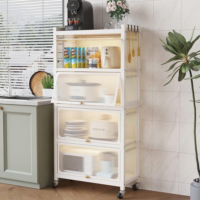 COVAODQ 5 Tier Pantry Storage Cabinet Baker Racks for Kitchen with Storage Kitchen Pantry Storage Cabinet Microwave Rack Storage Rack