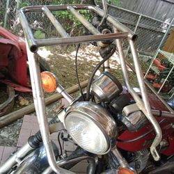 motorcycle rear cargo rack & hwy. engine guard