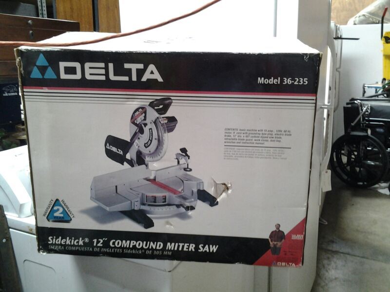 Delta Sidekick 12" Compound Miter Saw 15 amp 36-235 dewalt blade