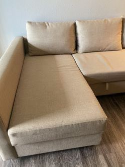 FRIHETEN Sleeper sectional,3 seat w/storage, Beige