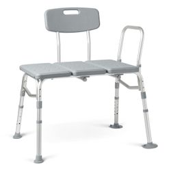 Medline Transfer Bench for Bathtubs and Showers, Slip-Resistant, 400 lb. Weigth Capacity, Gray