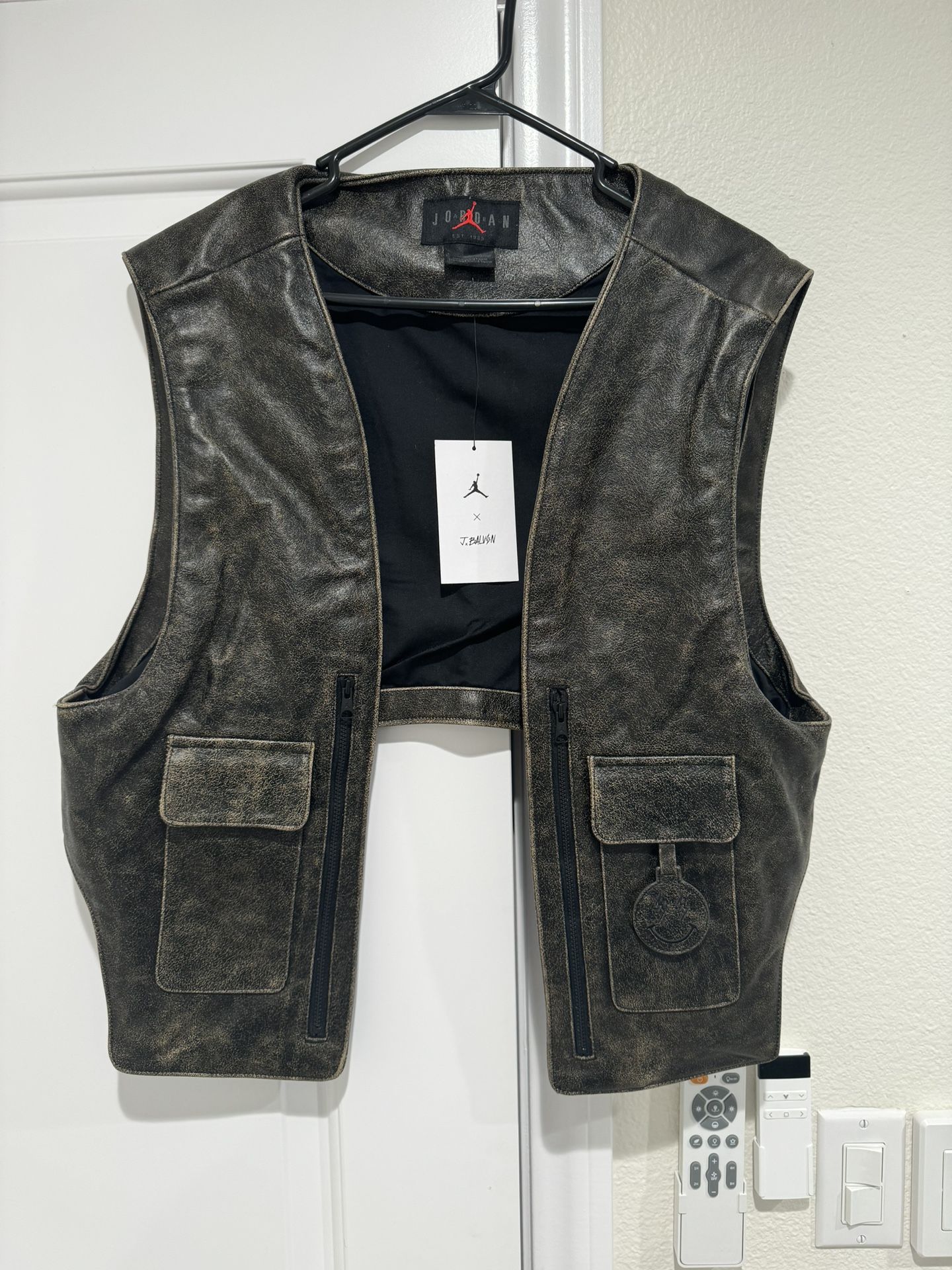 Nike Jordan x J Balvin Leather Vest color Brown/Black Size Large Limited Edition