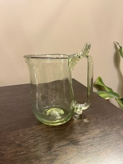Vintage Handblown Green Glass Beer Stein Tankard Vase