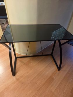 Plegable Glass Top Metal Frame Office Computer Desk
