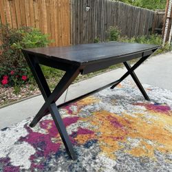 Black Wood Table Desk w/ 3 Drawers