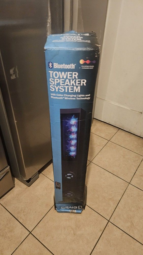 Bluetooth TOWER SYSTEM WITH COLOR CHARGING LIGHTS AND BLUETOOTH WIRELESS TECHNOLOGY BRAND NEW REGULAR $200
