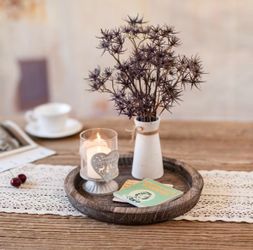 Round Wood Decorative Tray