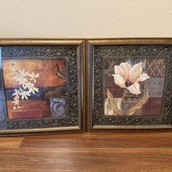 Art With Flowers Matted $10 For Both (2)