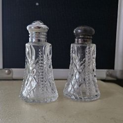 Vintage Crystal Salt And Pepper shakers