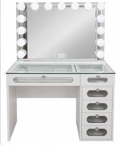 Glam Hollywood Vanity Table With LED Mirror & Drawers 💄✨