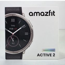 Amazfit Premium Version Active 2 Round Black Leather Fitness Tracker Smartwatch