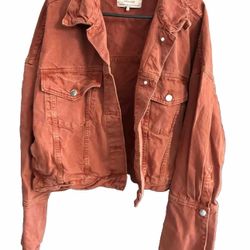 Zara Trf Collection Denim Jean Women Jacket, Red, 100% Cotton, Size S-M, Made In Egypt