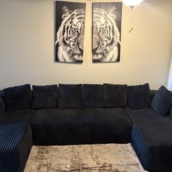 Black corduroy couch