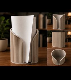 Modern Fluted Paper Towel Holder | 3D Printed Kitchen Countertop Organizer