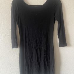Forever 21, Women’s Black Stretchy Open Back  3/4 Sleeve Mini Dress, Size M