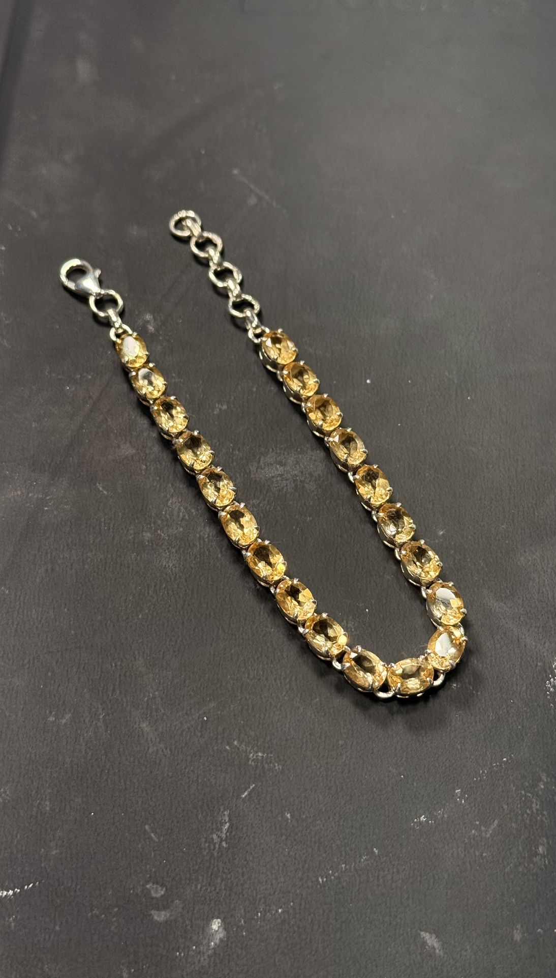 Citrine Tennis Bracelet – 925 Sterling Silver, 8.2” Adjustable