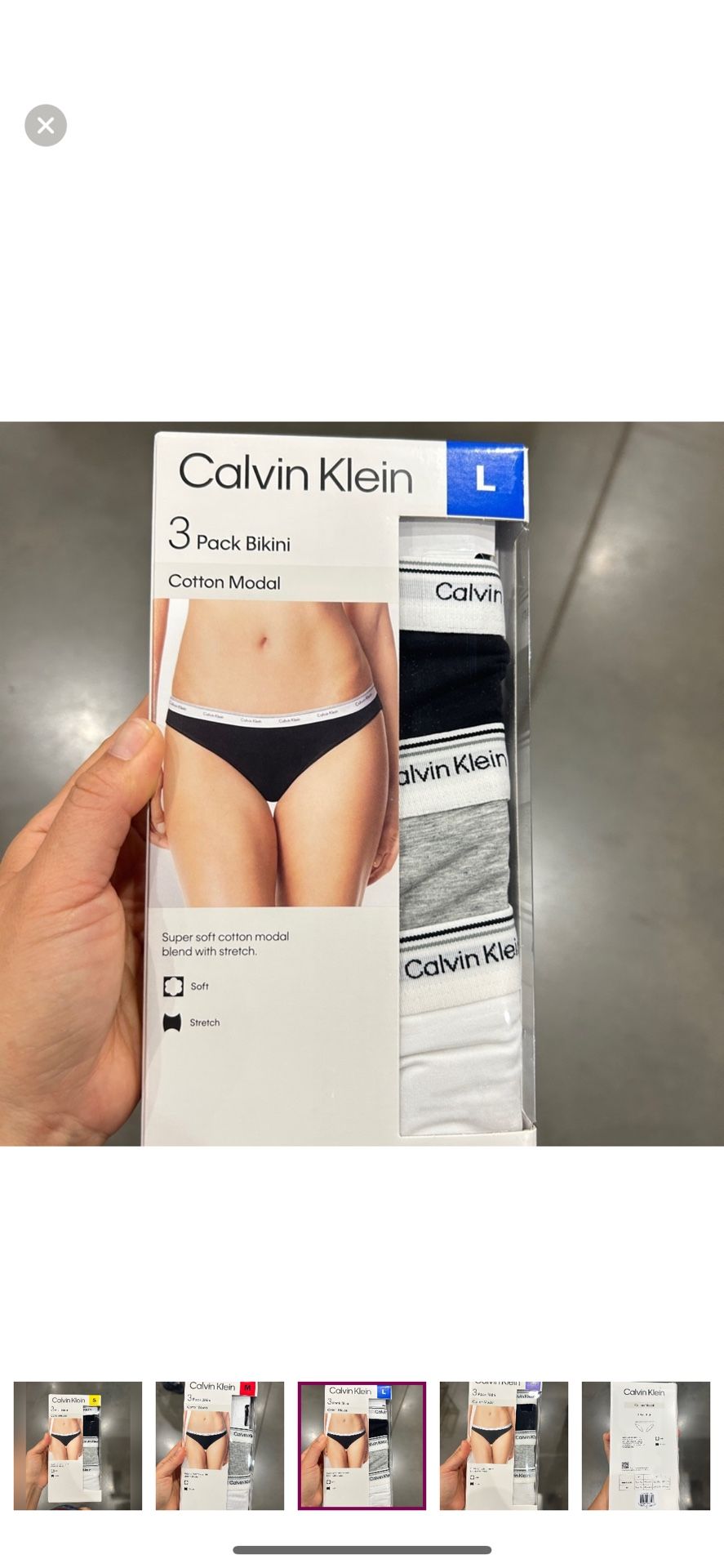 NWT Calvin Klein 3-Pack cotton modal Bikini Size L