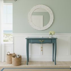 Soft Moody Teal  French Provincial Side / Accent Table Console Foyer Vanity Desk