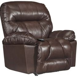 Power Rocker Recliner Sofa  - Genuine Signature Leather - Best Home Furnishing