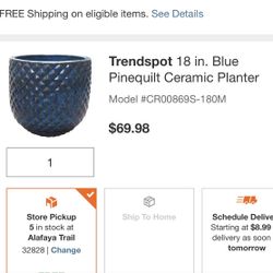 Big blue ceramic pot