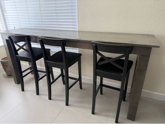 Behind sofa table with chairs