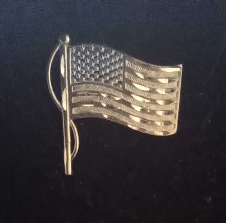 14k Gold American Flag Pin 