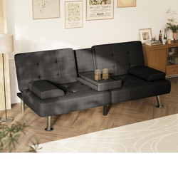 Black Futon Couch (64.6”) – Brand New, Selling Due to Size.