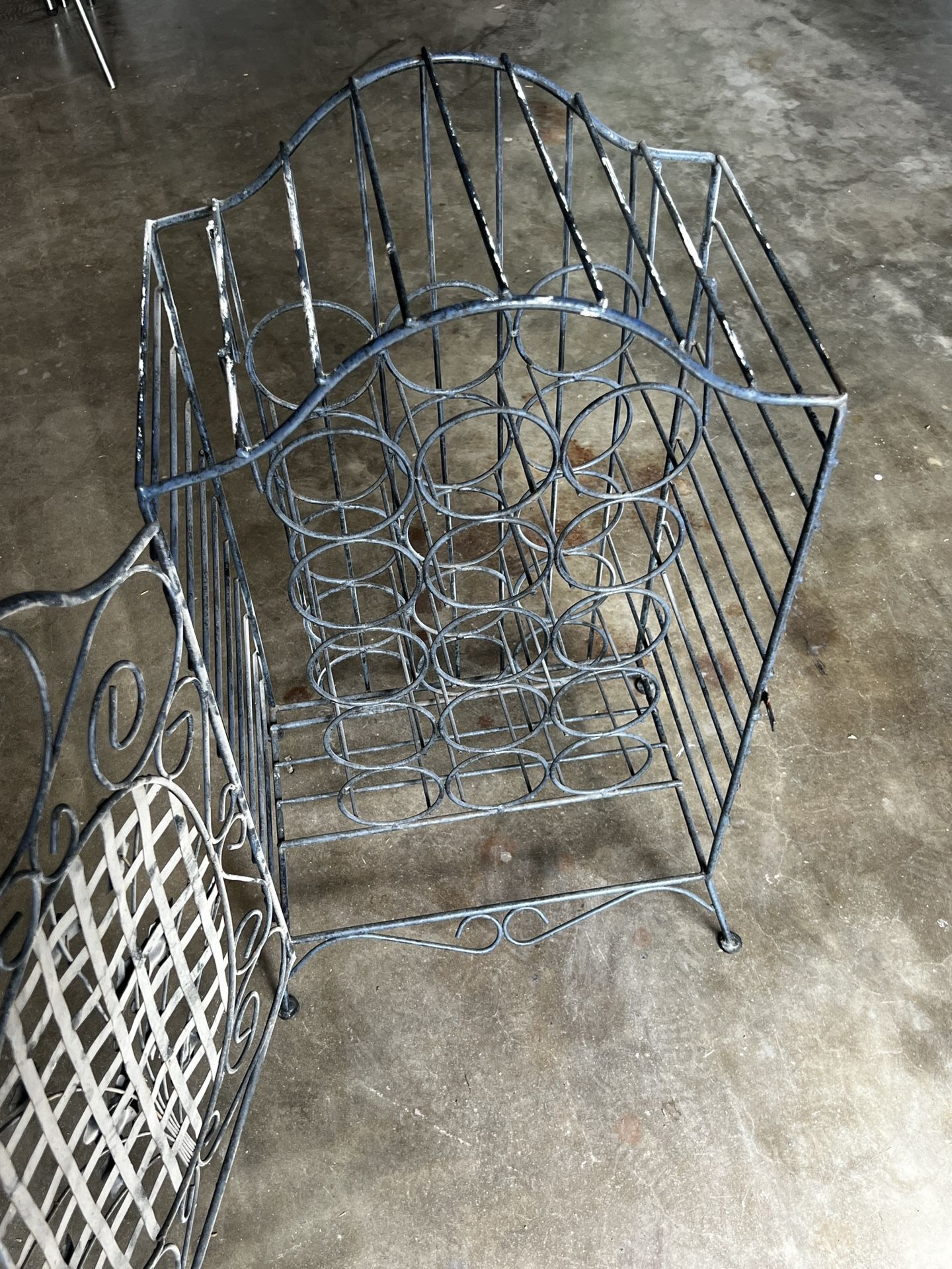 Vintage wrought iron wine rack