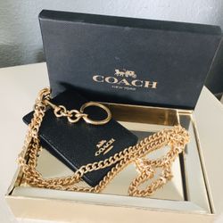AWESOME Coach Boxed ID Lanyard Set Black Gold F38650
