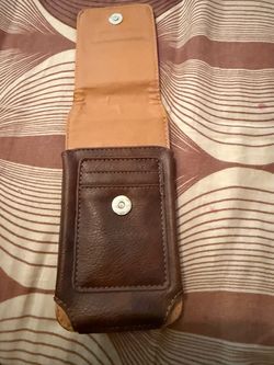 Brown Leather Belt Pouch with Snap Closure